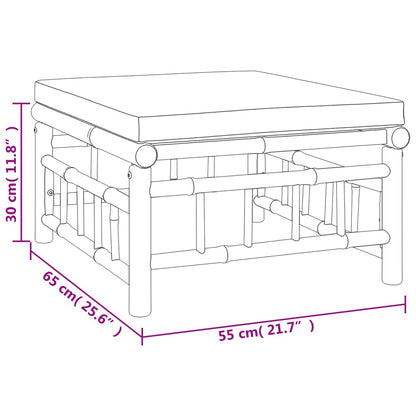 6-Delige Loungeset Met Kussens Bamboe Donkergrijs hoek + 3x midden + voetensteun + Tafel