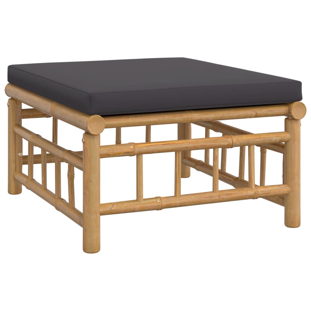 6-Delige Loungeset Met Kussens Bamboe Donkergrijs 2x midden + 2x hoek + voetensteun + Tafel