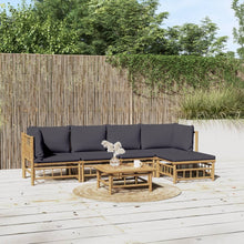 6-Delige Loungeset Met Kussens Bamboe Donkergrijs 2x midden + 2x hoek + voetensteun + Tafel