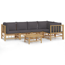 6-Delige Loungeset Met Kussens Bamboe Donkergrijs 2x midden + 3x hoek + Tafel
