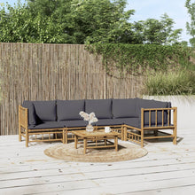 6-Delige Loungeset Met Kussens Bamboe Donkergrijs 2x midden + 3x hoek + Tafel