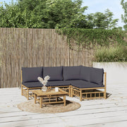 Loungeset 5-delig bamboe donkergrijs