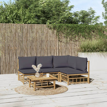 5-Delige Loungeset Met Kussens Bamboe Donkergrijs hoek + 3x midden + Tafel
