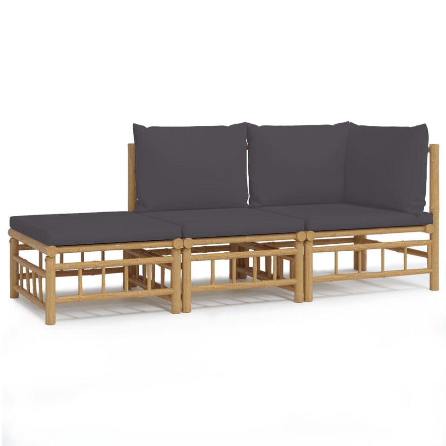 3-Delige Loungeset Met Kussens Bamboe 1