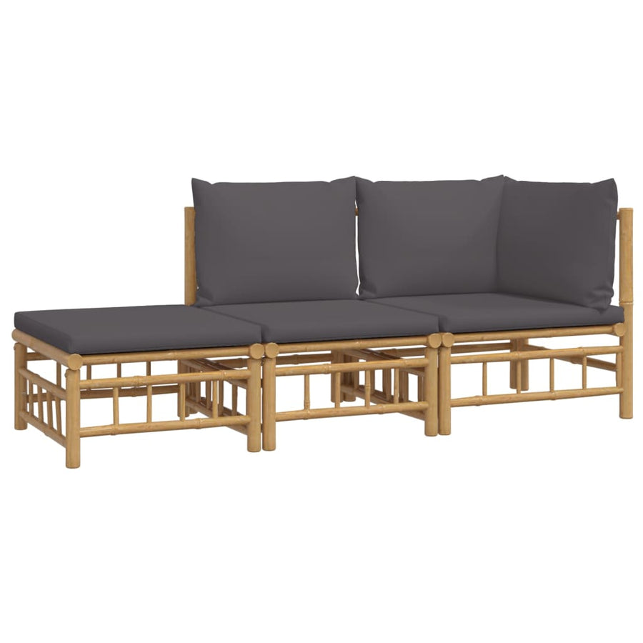 3-Delige Loungeset Met Kussens Bamboe 1