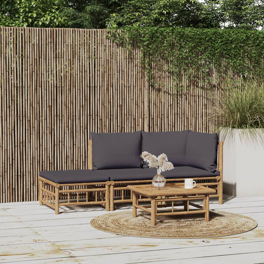 3-Delige Loungeset Met Kussens Bamboe 1