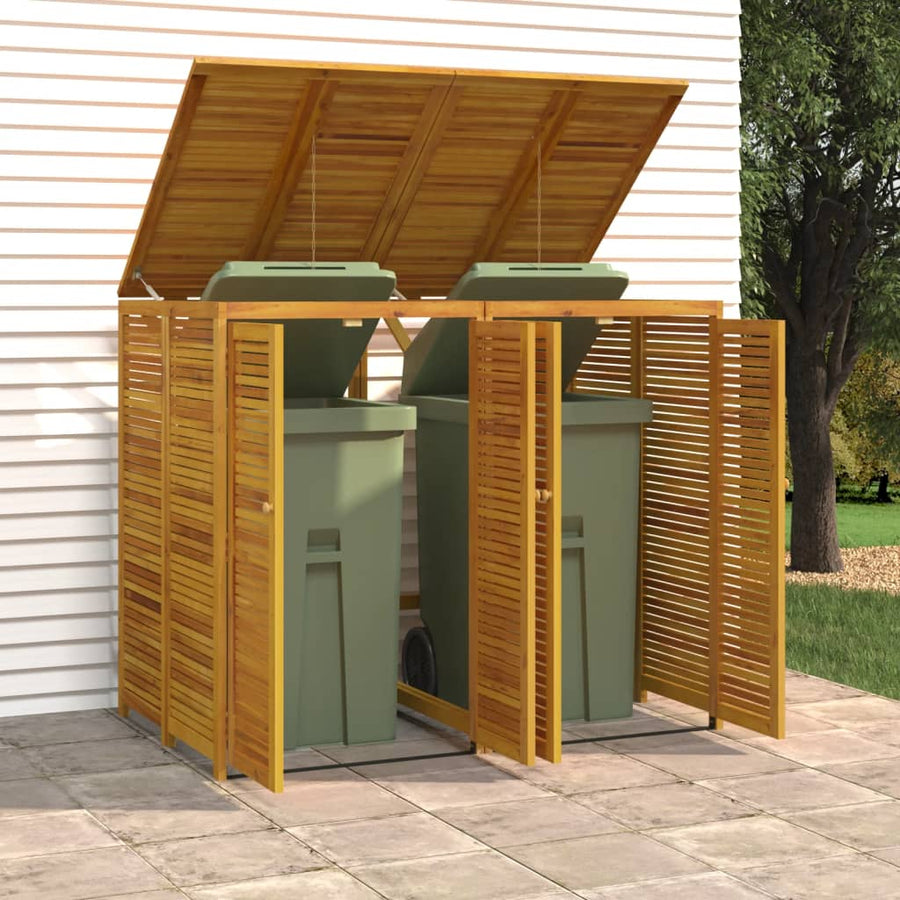 Afvalbakberging Dubbel 140X89X117 Cm Massief Acaciahout 2 containers