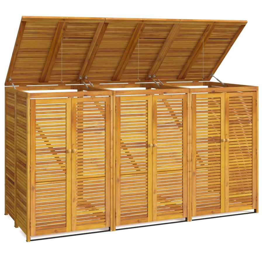 Afvalbakberging Drievoudig 210X89X117 Cm Massief Acaciahout 3 containers