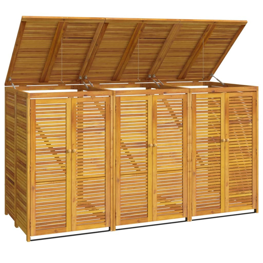 Afvalbakberging Drievoudig 210X89X117 Cm Massief Acaciahout 3 containers