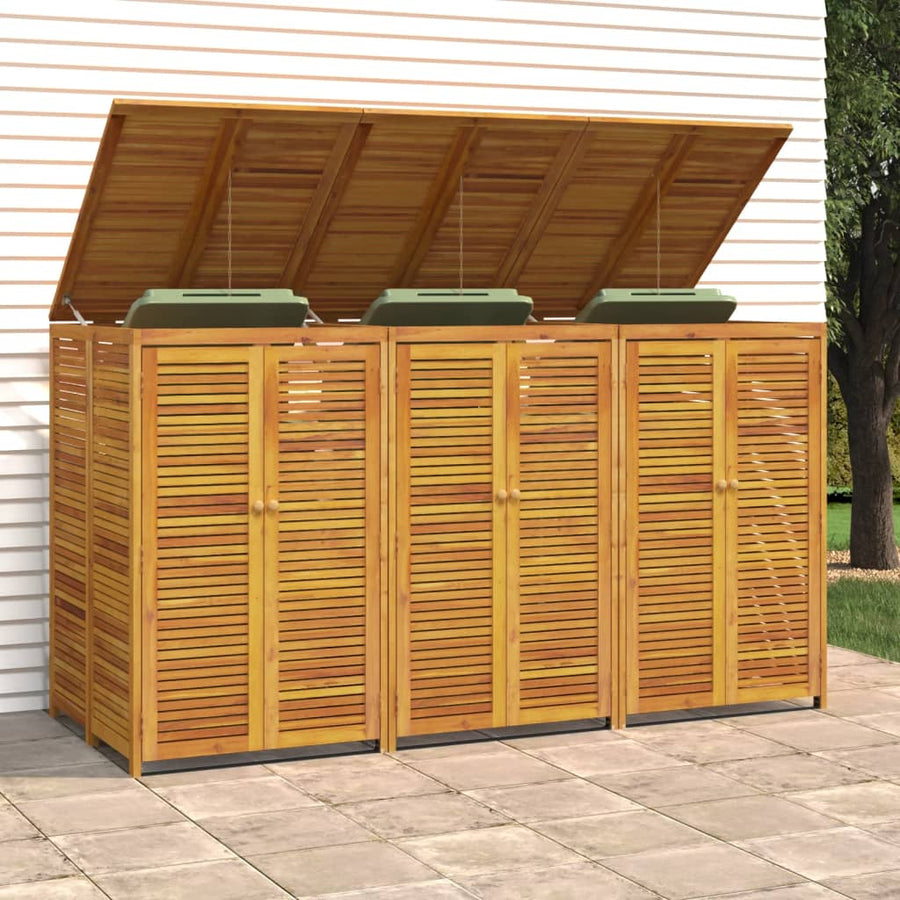 Afvalbakberging Drievoudig 210X89X117 Cm Massief Acaciahout 3 containers