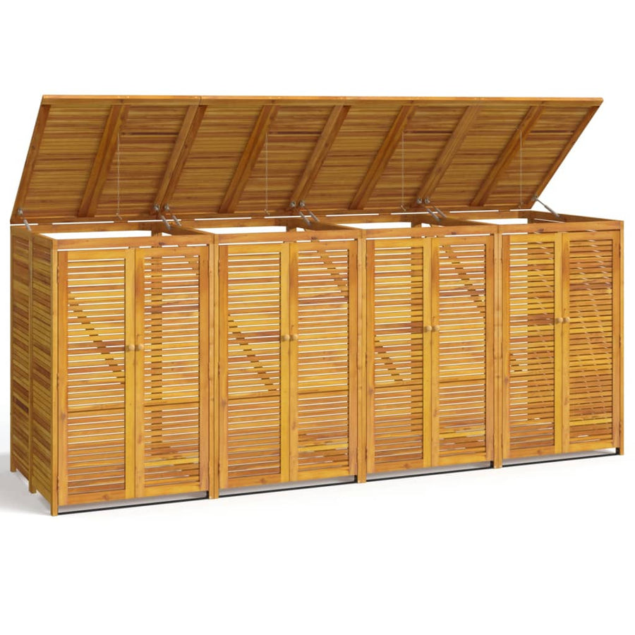 Vuilnisbakberging Viervoudig 280X89X117 Cm Massief Acaciahout 4 containers