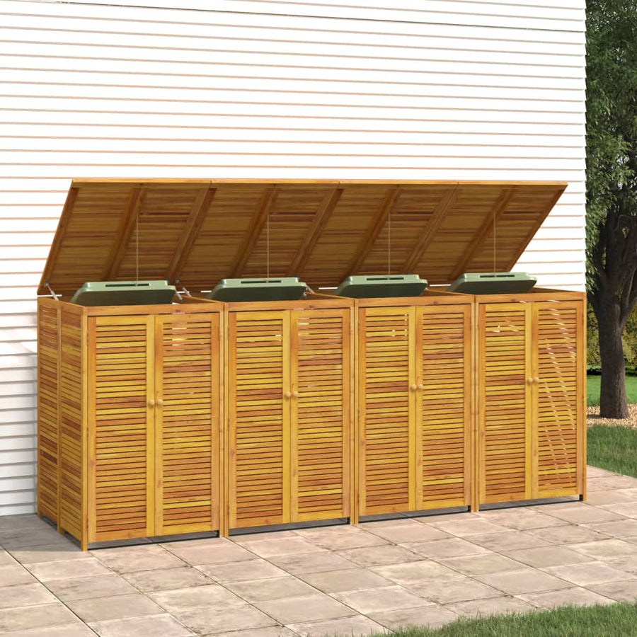 Vuilnisbakberging Viervoudig 280X89X117 Cm Massief Acaciahout 4 containers