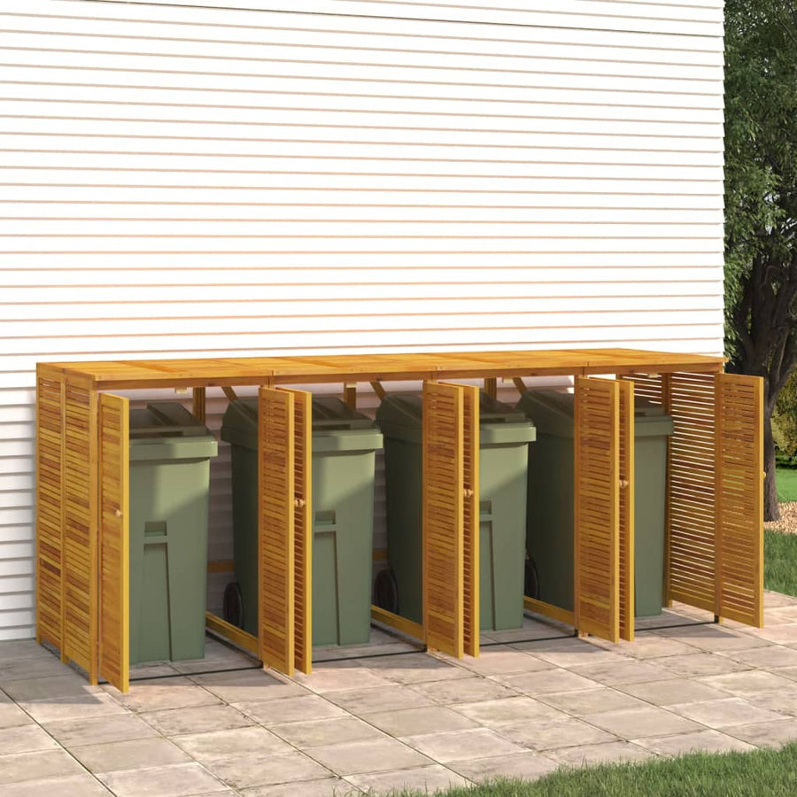 Vuilnisbakberging Viervoudig 280X89X117 Cm Massief Acaciahout 4 containers