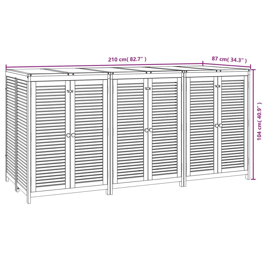 Tuinbox massief acaciahout 210 x 87 x 104 cm