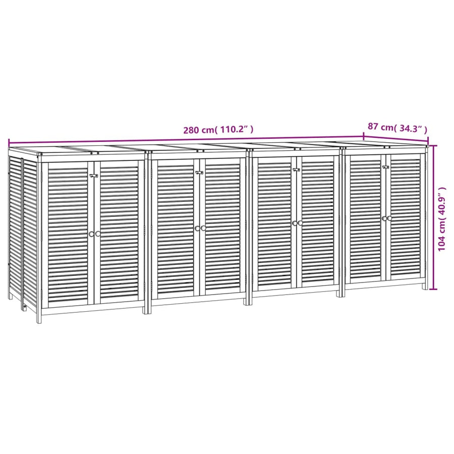 Tuinbox massief acaciahout 280 x 87 x 104 cm