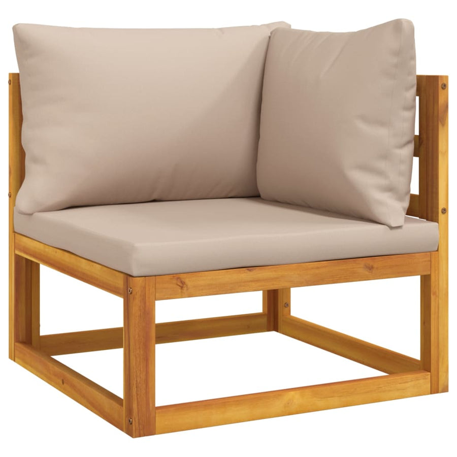 5-delige Loungeset met kussens massief hout taupe