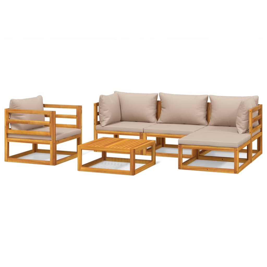 6-Delige Loungeset Met Kussens Massief Hout 1