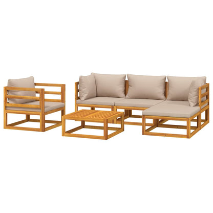 6-Delige Loungeset Met Kussens Massief Hout 1