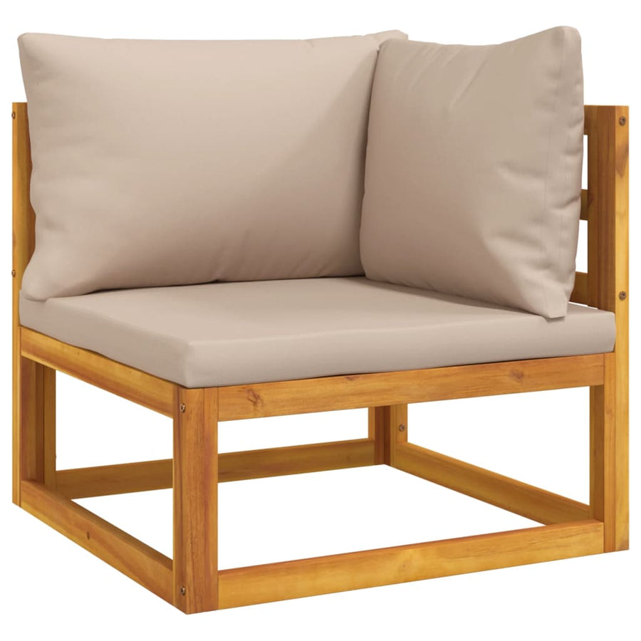 7-delige Loungeset met kussens massief hout taupe