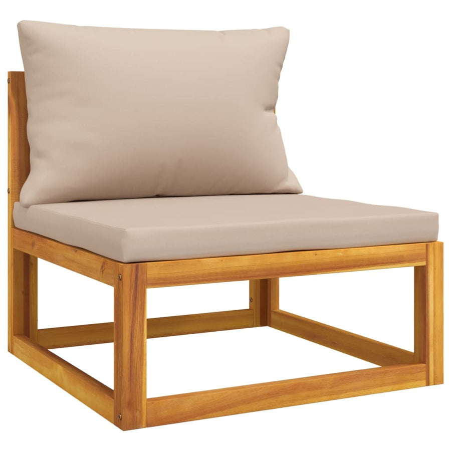 7-delige Loungeset met kussens massief hout taupe