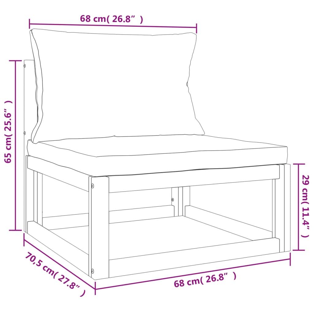 6-delige Loungeset met taupe kussens massief hout