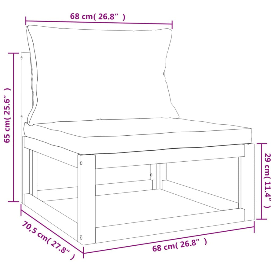 4-delige Loungeset met taupe kussens massief hout