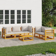 Loungeset 6-delig massief acaciahout lichtgrijs