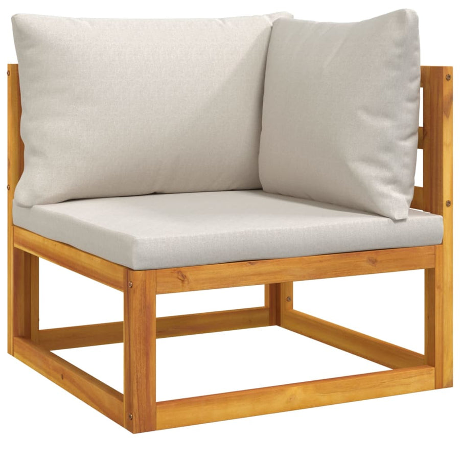 7-Delige Loungeset Met Lichtgrijze Kussens Massief Hout Lichtgrijs 3x corner + 2x middle + chair + table
