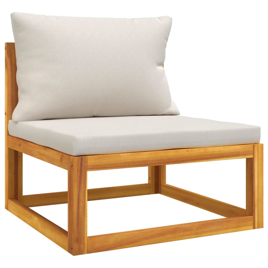 7-Delige Loungeset Met Lichtgrijze Kussens Massief Hout Lichtgrijs 3x corner + 2x middle + chair + table