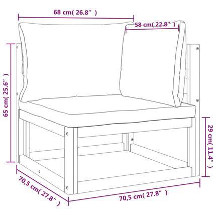 -Delige Loungeset Met Lichtgrijze Kussens Massief Hout Lichtgrijs 3x hoek + 5x midden + 2x voetensteun + Tafel