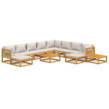 2-Delige Loungeset Met Lichtgrijze Kussens Massief Hout Lichtgrijs 3x hoek + 5x midden + 2x voetensteun + 2x Tafel