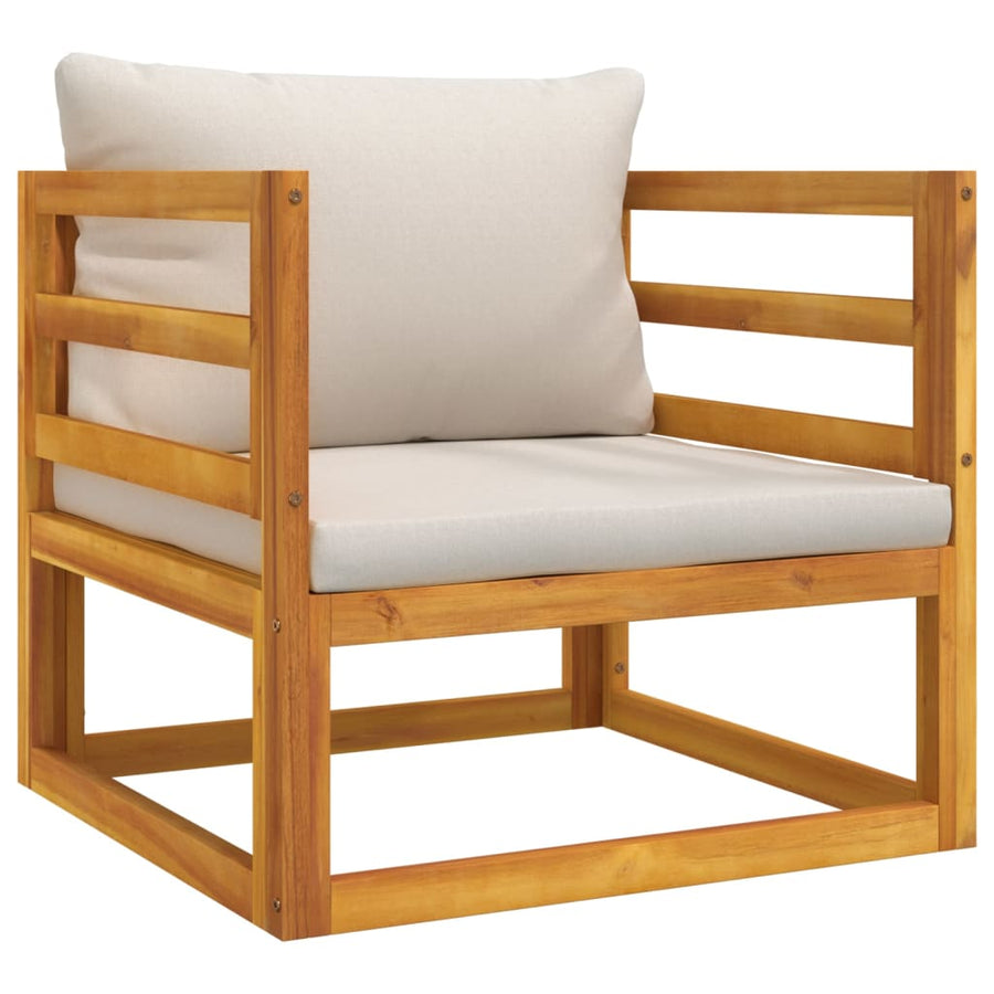 7-Delige Loungeset Met Lichtgrijze Kussens Massief Hout Lichtgrijs 2x middle + 3x corner + chair + table