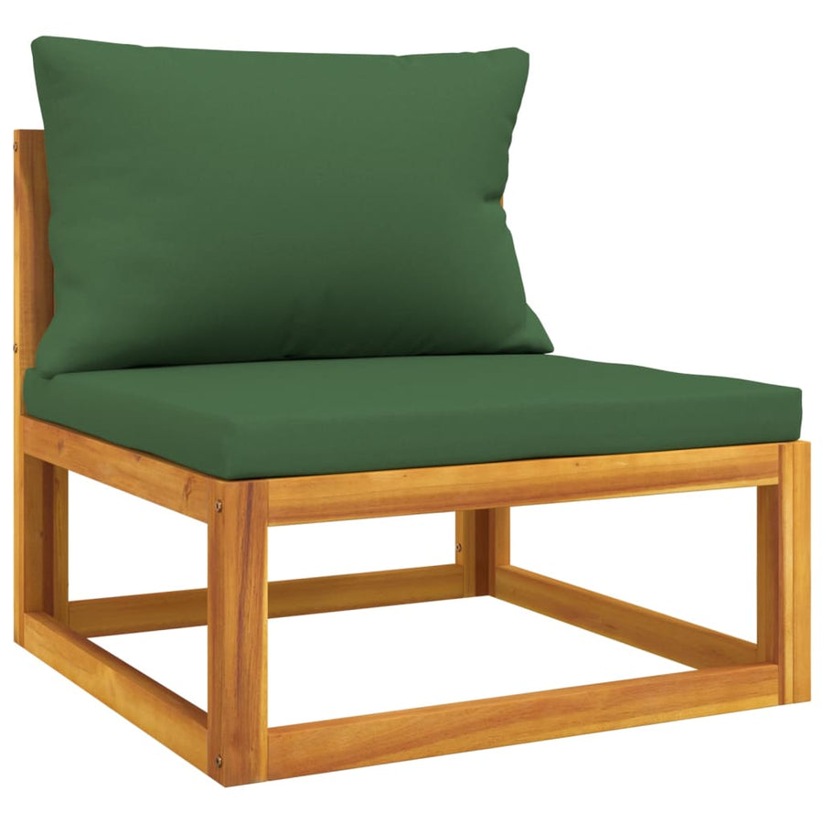 5-Delige Loungeset Met E Kussens Massief Hout Groen 2x hoek + midden + voetensteun + Tafel