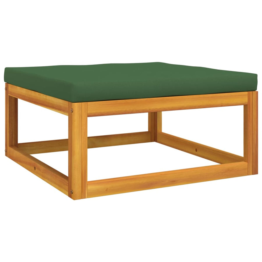 5-Delige Loungeset Met E Kussens Massief Hout Groen 2x hoek + midden + voetensteun + Tafel