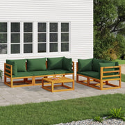 Loungeset massief hout 6-delig groen
