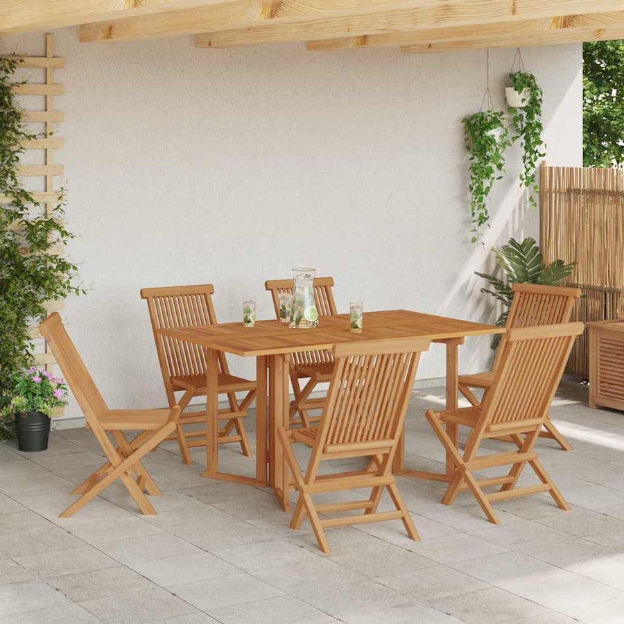 Tuin eettafelset 7 pcs Bruin Massief Teakhout