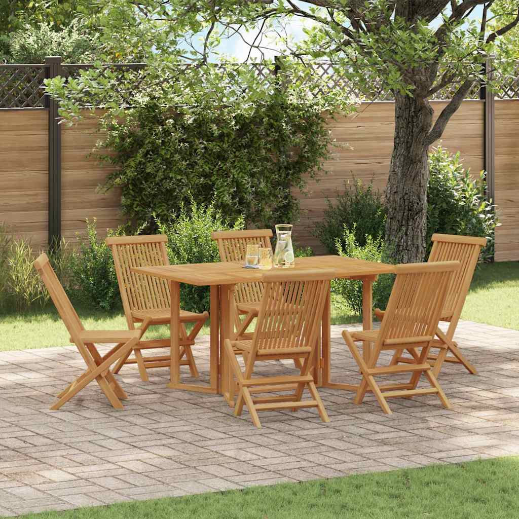 Tuin eettafelset 7 pcs Bruin Massief Teakhout