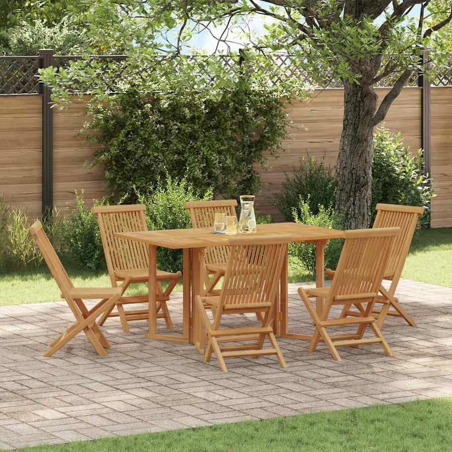 Tuin eettafelset 7 pcs Bruin Massief Teakhout
