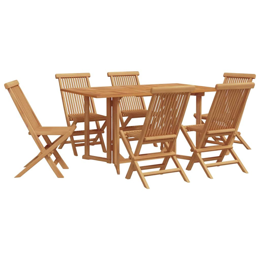 Tuin eettafelset 7 pcs Bruin Massief Teakhout