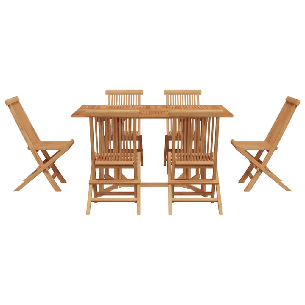 Tuin eettafelset 7 pcs Bruin Massief Teakhout