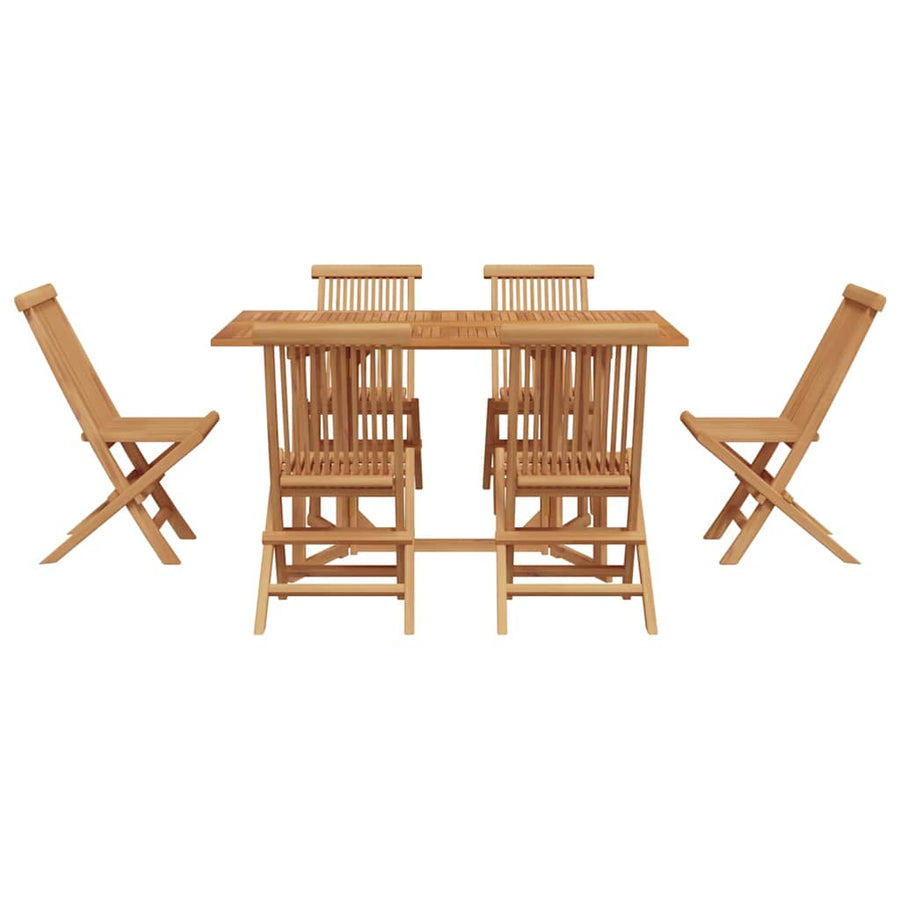 Tuin eettafelset 7 pcs Bruin Massief Teakhout