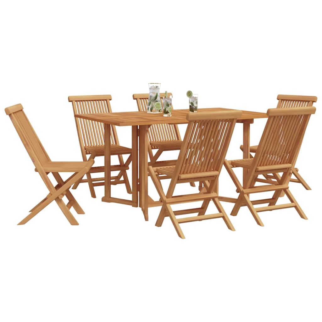Tuin eettafelset 7 pcs Bruin Massief Teakhout
