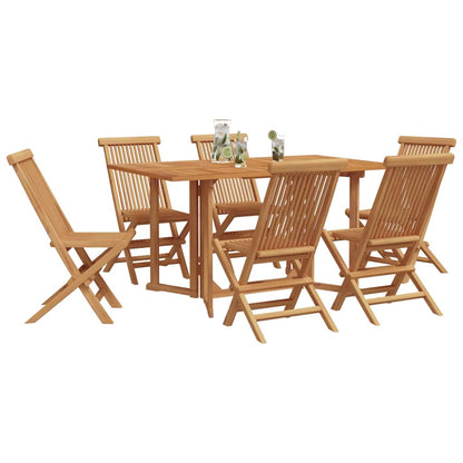 Tuin eettafelset 7 pcs Bruin Massief Teakhout