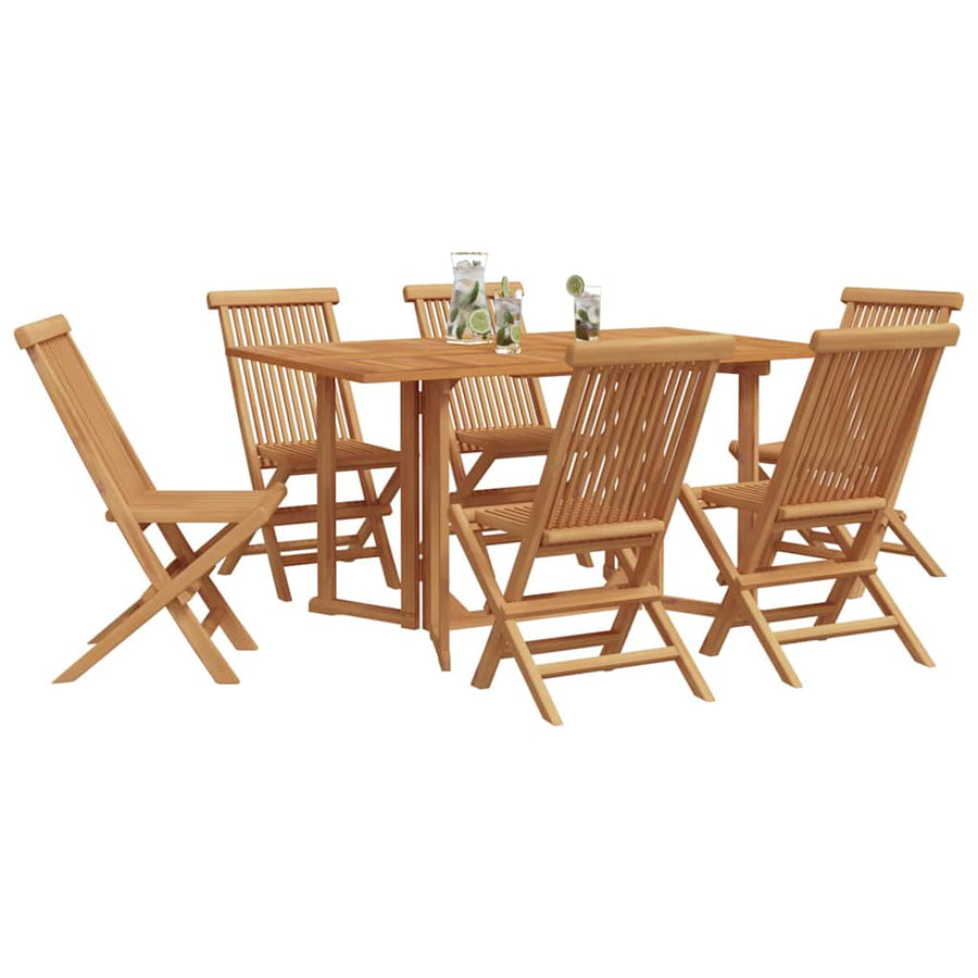 Tuin eettafelset 7 pcs Bruin Massief Teakhout
