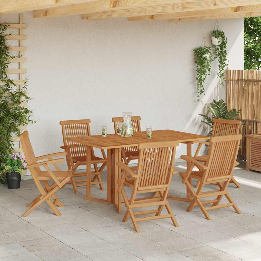 Tuin eettafelset 7 pcs Bruin Massief Teakhout