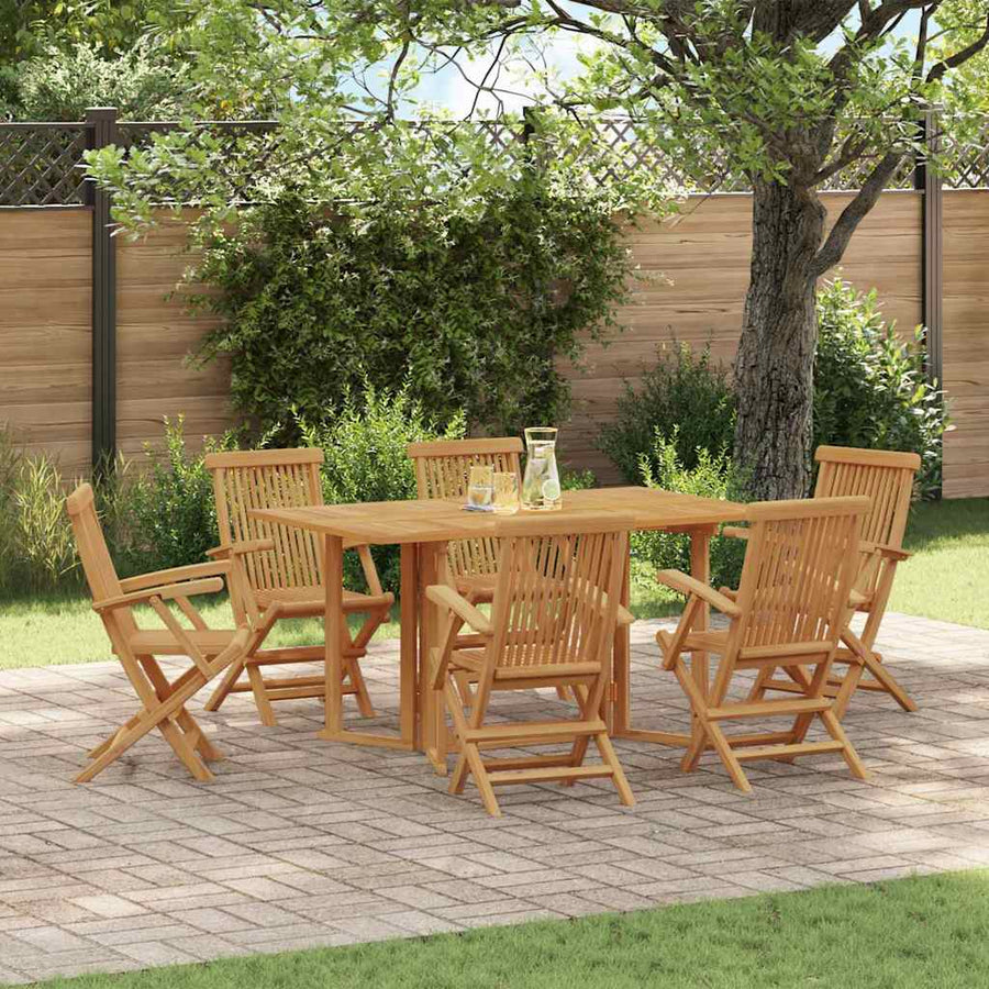 Tuin eettafelset 7 pcs Bruin Massief Teakhout