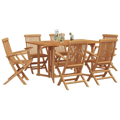 Tuin eettafelset 7 pcs Bruin Massief Teakhout