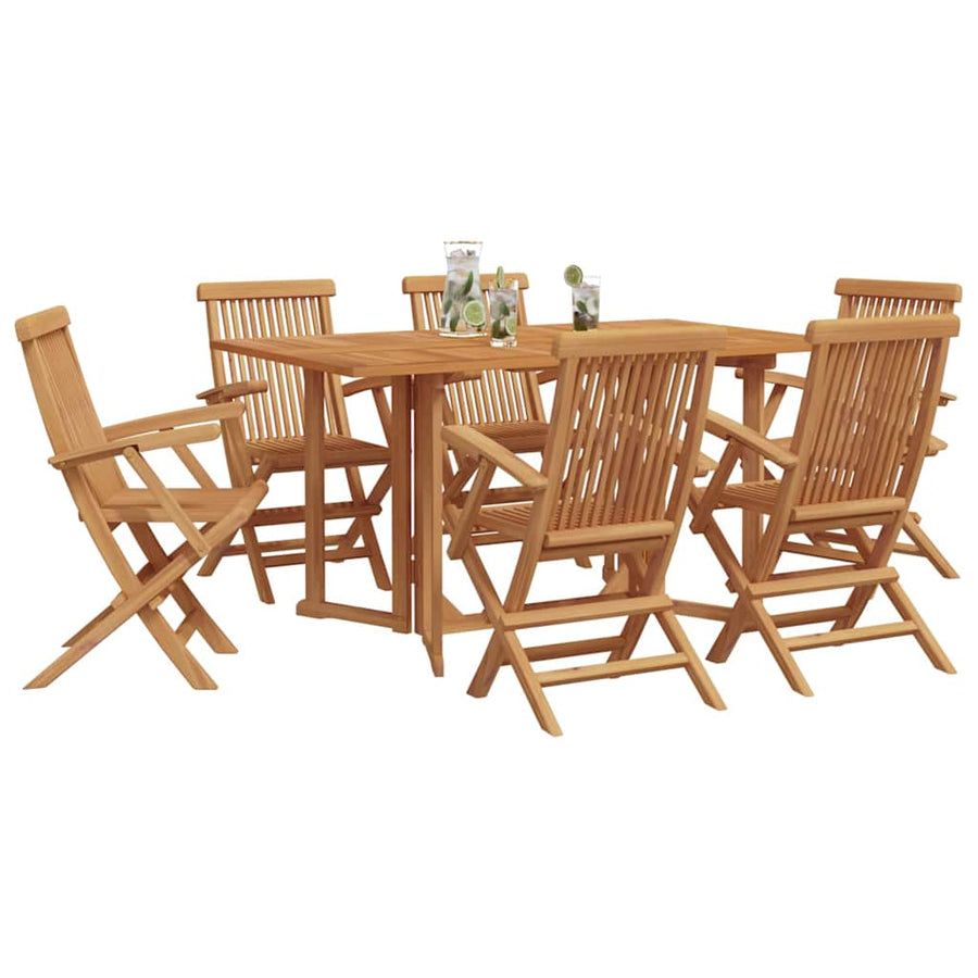 Tuin eettafelset 7 pcs Bruin Massief Teakhout
