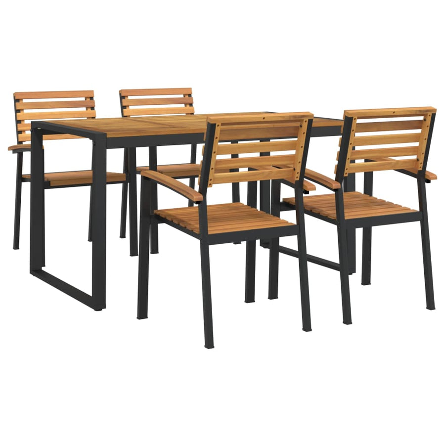 5-Delige Tuinset Massief Acaciahout En Metaal 140 cm tafellengte