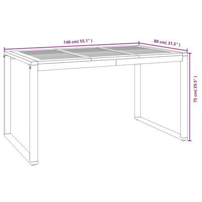 5-Delige Tuinset Massief Acaciahout En Metaal 140 cm tafellengte